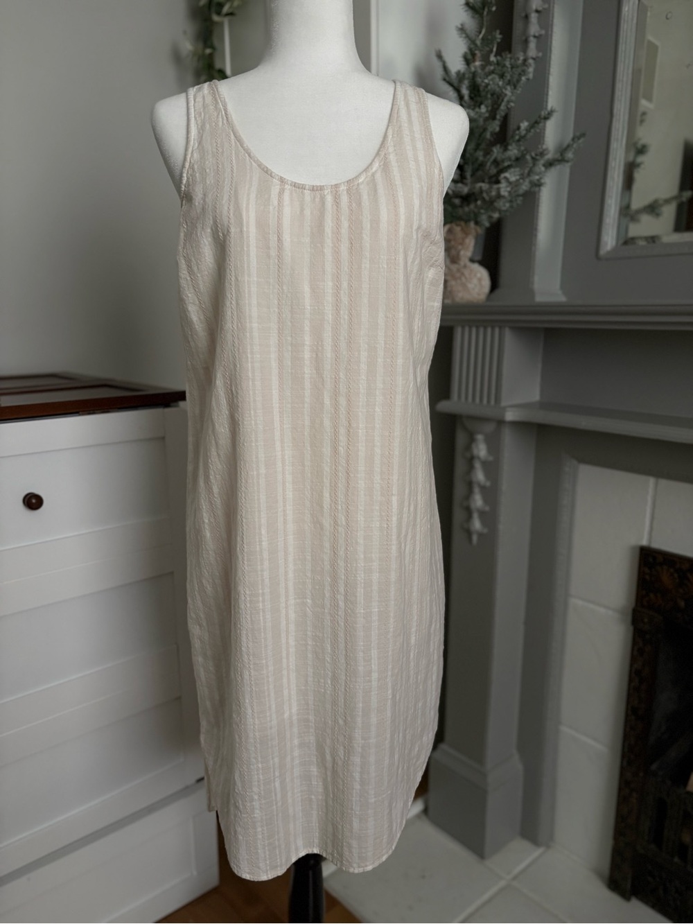 Anthropologie Cloth & Stone Cream Striped Sleeveless Dress - Picture 5 of 14